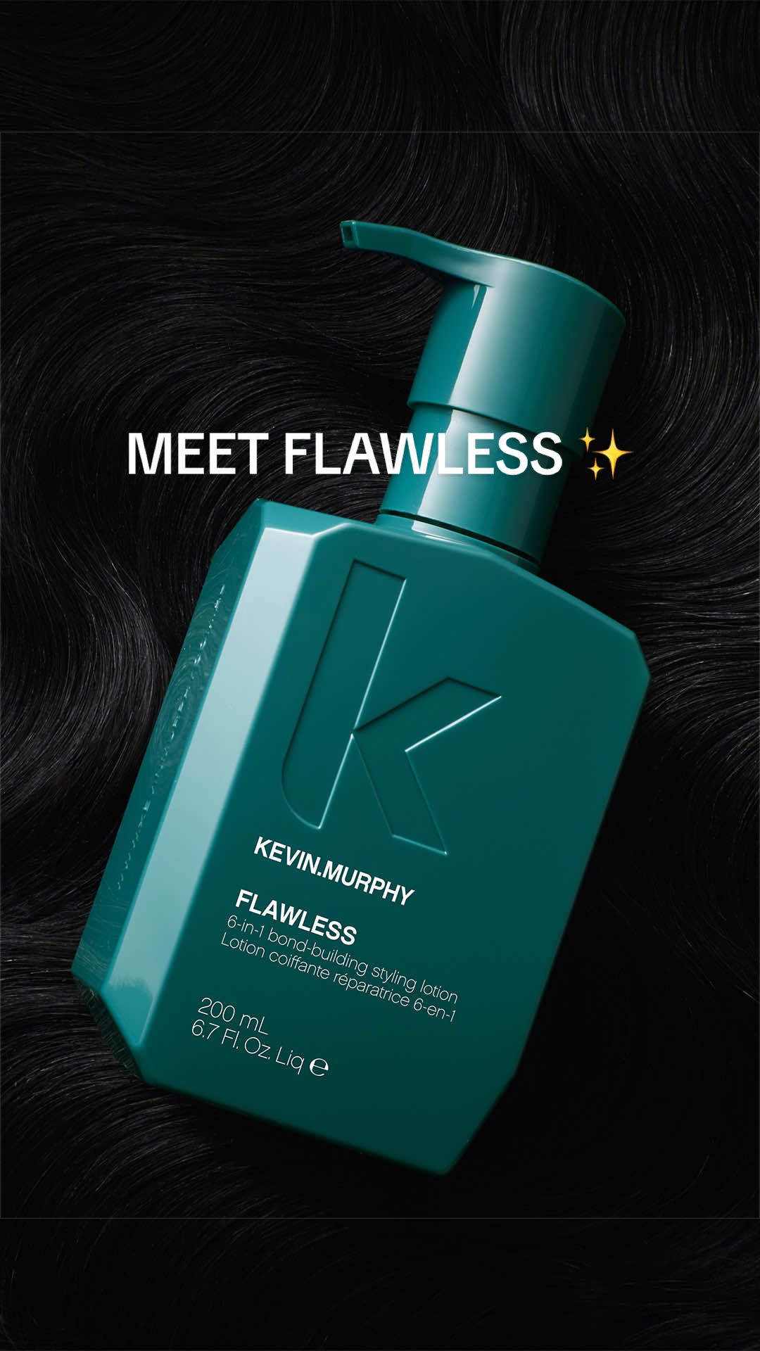 Six benefits. One FLAWLESS finish. ✨ The fact that @KEVIN.MURPHY FLAWLESS does ALL of that while staying lightweight AND is suitable for all hair types?! 🤌🏼 Stronger, smoother, shinier hair without the heaviness. I mean… LOOK AT THAT FINISH. #KMFLAWLESS #KEVINMURPHY #KMEducation #hairtok #healthyhair 