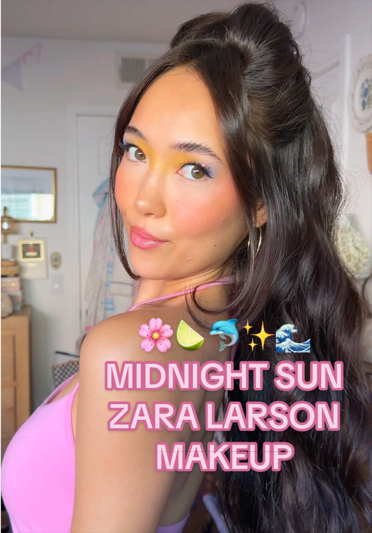 SUMMER ISNT OVER YET!!🐬🌸✨ need one last midnight sun this summer 😫 I loved this vibrant dolphin aesthetic this summer  @rhode skin highlight milk @Rare Beauty illuminating primer @Makeup By Mario concealer  @e.l.f. Cosmetics perfect 10 palette @patrick ta blush duo Elf putty blush Elf velvet eyeshadow @urban decay eyeshadow stick @ColourPop Cosmetics eyeliner  @Milani Cosmetics mascara  @NYX Professional Makeup lashes  @Kylie Cosmetics bronzer  @milkmakeup contour  @Lancôme brown eyeliner @Too Faced cheu blush @YSL Beauty blush 57 & 66 Rare Beauty eyebrow gel @Summer Fridays slipper lip stain Rhode lip liner @ILIA Beauty blue light mist @r.e.m. beauty lip oil @Clarins USA lip comfort Elf halo glow @Dae Hair styling wand @OSEA Malibu body oil #zaralarsson #midnightsun #summerisntoveryet #zaralarsonmakeup #pastelmakeup