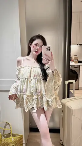 Váy Babydoll 2 Dây Ren Hoa Nổi Xinh Xắn Dáng Xoè ✨#trending #viral #xuhuong #foryou #outfit 