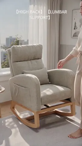 POV: You just found your new favorite chair 🛋️ High back + lumbar support? YES. 🥰 Smooth gliding + solid wood base? *Chef's kiss* 🌿 #sohochic #weeklydeals #payday #CozyLiving #RockingChairGoals #HomeEssentials #TikTokMadeMeBuyIt