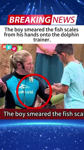The boy smeared the fish scales from his hands onto the dolphin trainer. #breakingnews #Fishscales #Trainer #usa #foryouu 