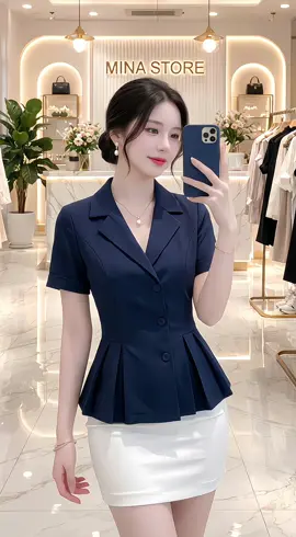 Áo sơ mi cổ vest form ôm xinh xắn 