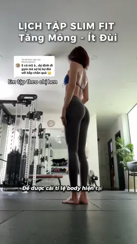 Trả lời @Maybongbenh  Lịch Tập 1 * Mới đi leo núi hôm qua chân còn yếu nên Liên tập nhẹ hơn bình thường xíu . Mà tới lịch nên tập lun. #lienvera #slimfit #allinfitnessvn #gym #
