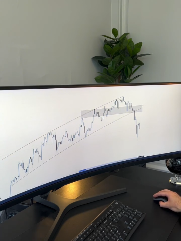 This is my analysis on XAUUSD on the 1 hour timeframe It is clear to see that price has broken out of bullish market structure. Price was previously forming higher highs followed by higher lows which is visually represented by the ascending channel drawn on the chart With a strong bearish impulse move to the downside breaking structure and forming a new lower low within the market this is the confirmation of a sell bias where I will begin looking for sell opportunities I am anticipating price to pullback to the 61.8% which lines up with a key level of sensitivity in the market. I will want price to pullback in a corrective structure which will imply that buyers are no longer active aggressively within the market I will be looking to target the bottom of the ascending channel Want to know which services I provide? Check out the link in my bio! ~ NB ~ This is not a trading signal or financial advice. Trading carries risk. . . . . . . . . . #XAUUSD #GoldTrading #PriceAction #ForexTrading #Trading 