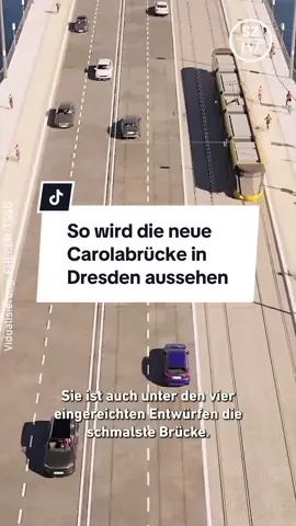 Es wird noch ein paar Jahre dauern, bis Dresden eine neue Carolabrücke hat. So soll sie laut dem Siegerentwurf von FHECOR/TSSB einmal aussehen. Quelle: FHECOR Deutschland GmbH und TSSB Planungsgesellschaft