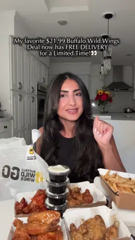 Free delivery on my Buffalo Wild Wings order 👀 love that! @Buffalo Wild Wings Use code FREEDELIVERY with the $21.99 deal for a limited time. Available on the app + website 💛🤎 https://www.buffalowildwings.com/delivery/#buffalowildwingspartner #buffalowildwings #buffalowildwingsgo 