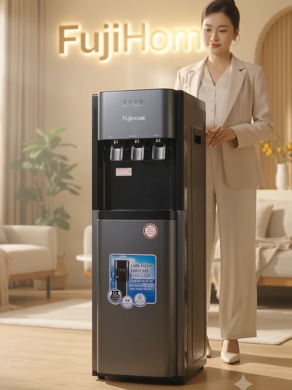 Cây nước nóng lạnh tiết kiệm điện FUJIHOME WD211UE, Máy nước uống 3 vòi tiện lợi