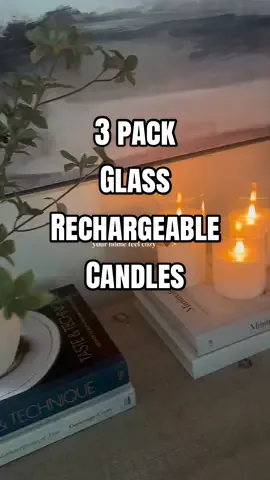 No batteries needed, rechargeable, no stress from the flames. Quality glass jars. 🕯️✨ #rechargeablecandles #flickeringlights #cozyvibes #sohochic #homedecor 
