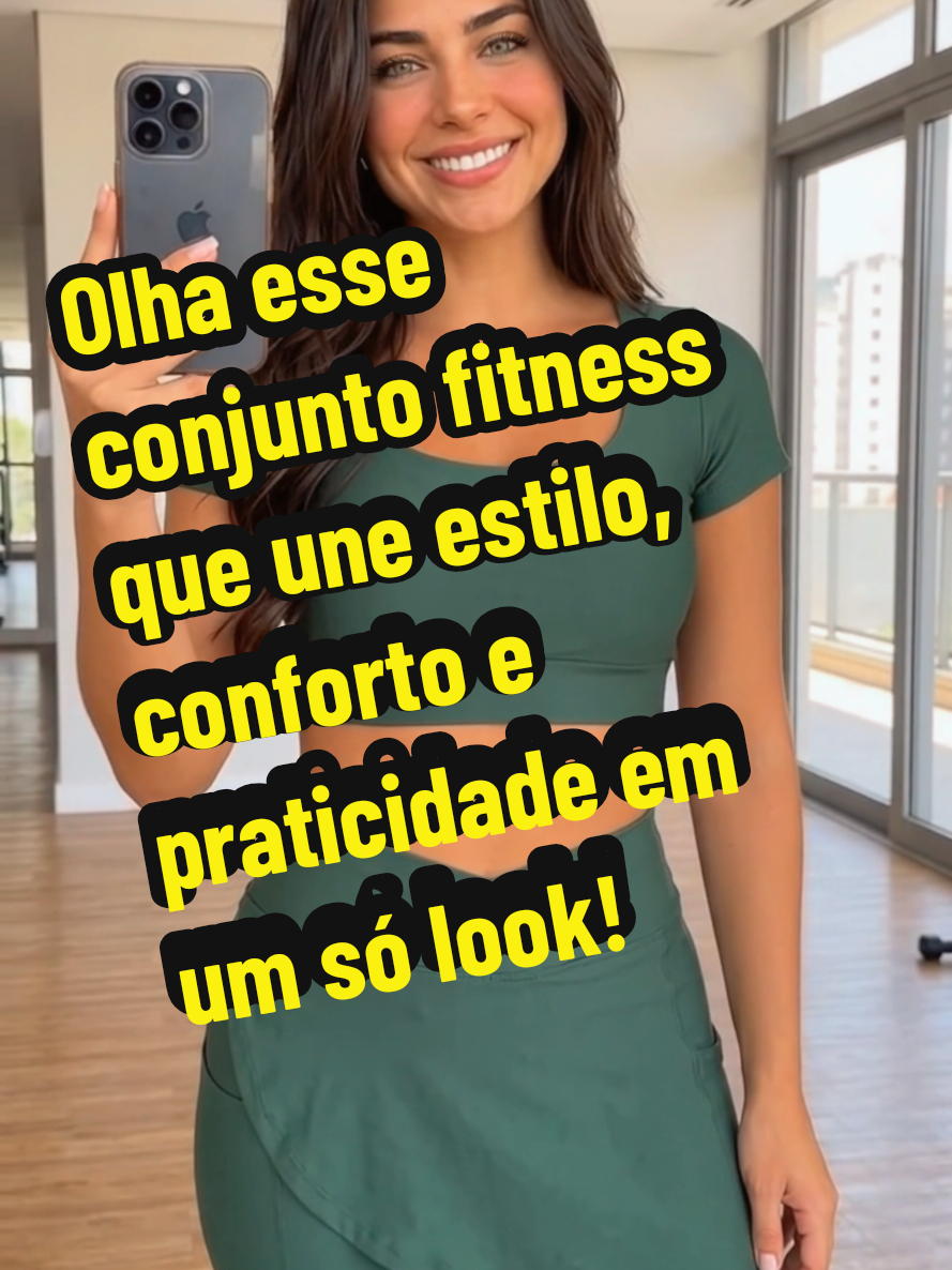 Conjunto Fitness Feminino Calça Legging Saia Com Bolso Moda Evangélica + Top Cropped Academia Suplex The Start 🆔️BYD-JGQ-FQS