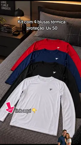 Kit 4 Camisas Térmicas proteção  uv 50 #protecaouv #blusatermica #modamasculina 