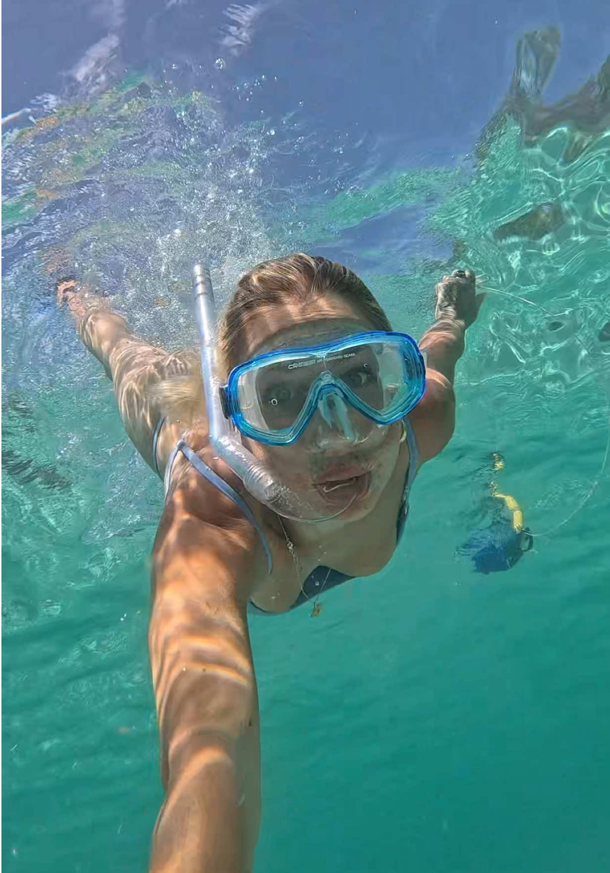 🎏Comme un poisson dans l’eau 🐠♓️ 🩵I love my job 💙 #dreamcollab #ugccreators #underwater #snorkelling #frenchisland 