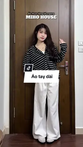Áo thun lông kẻ ngang to nhà Mihohouse #reviewquanao #xuhuong #fyp #aothuntaydai #mihohouse 