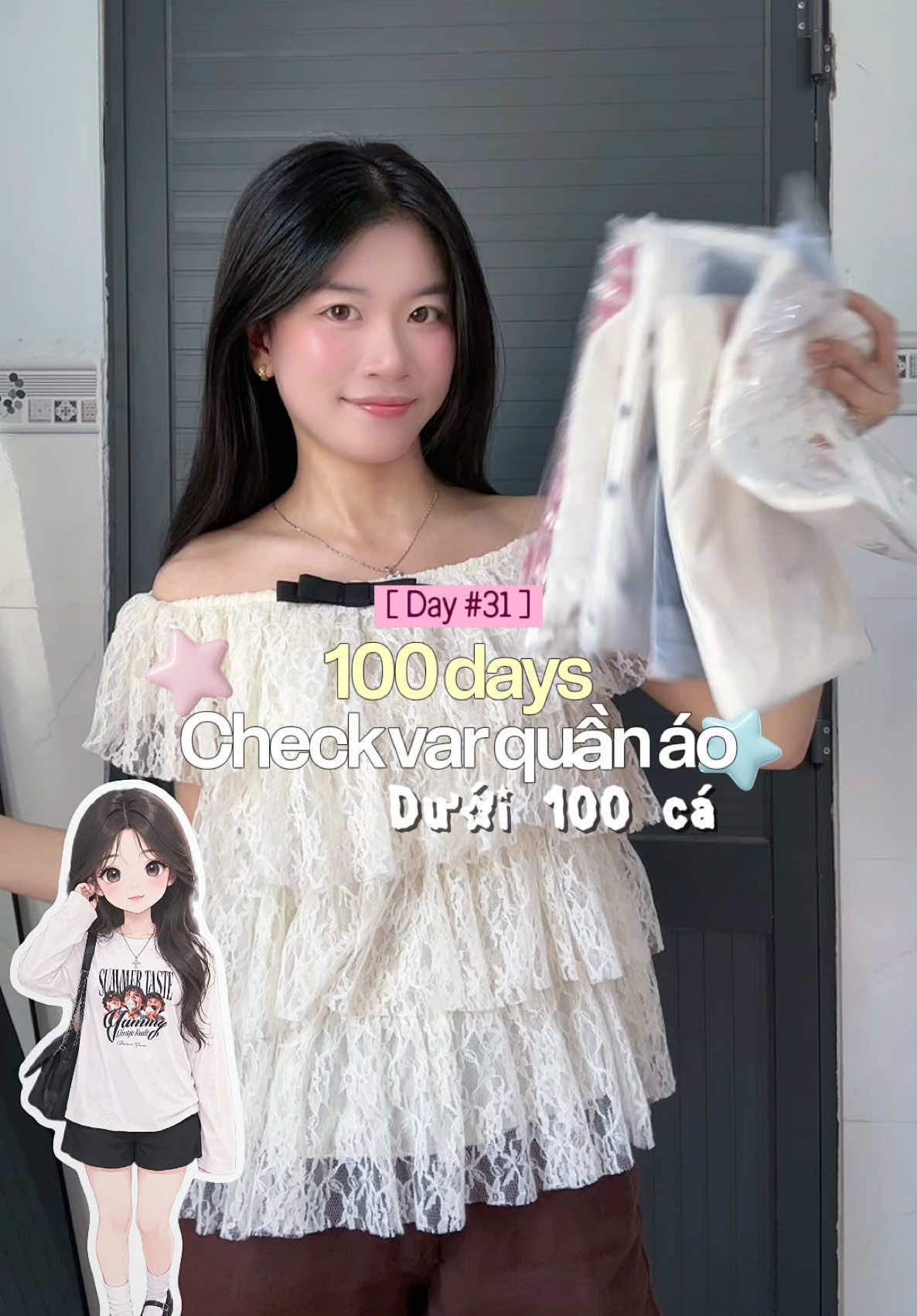 100 ngày check var quần áo hot dưới 100 cá trên tik tok shop || Day 31 🌽✨ #changsdaily #aothun #quanshort #setdo #setbo 