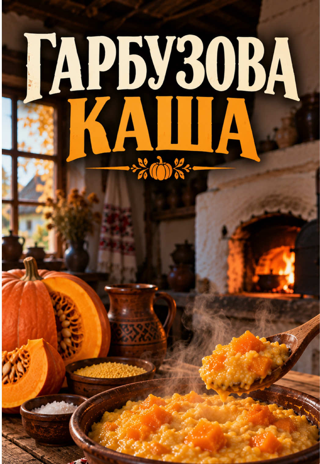 🎃 Каша з гарбуза та пшона — проста осіння страва, яку повільно упрівали в печі. Ніжний гарбуз, розварене пшоно й тепле молоко — смак українського села.#каша #рецепт #гарбуз #осінь #українськесело 