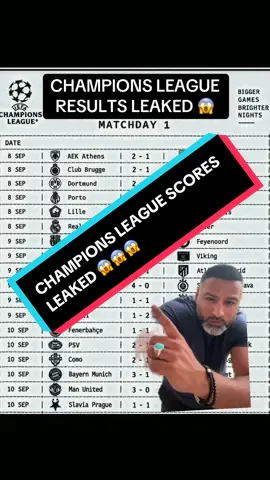 🚨 Champions League Scores LEAKED! 😱 #Football #FootballTikTok #Soccer #championsleague #FYP 