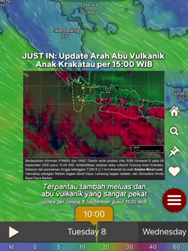 Update Arah Abu Vulkanik Anak Krakatau per 15:00 WIB #gununganakkratau #banten #erupsi #meletus #krakatau 