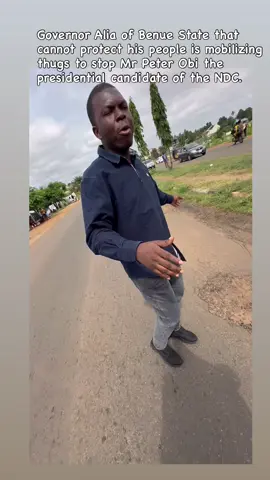 Happening now: Governor Alia of Benue State that cannot protect his people is mobilizing thugs to stop Mr Peter Obi the presidential candidate of the NDC. #nigeria #politics 