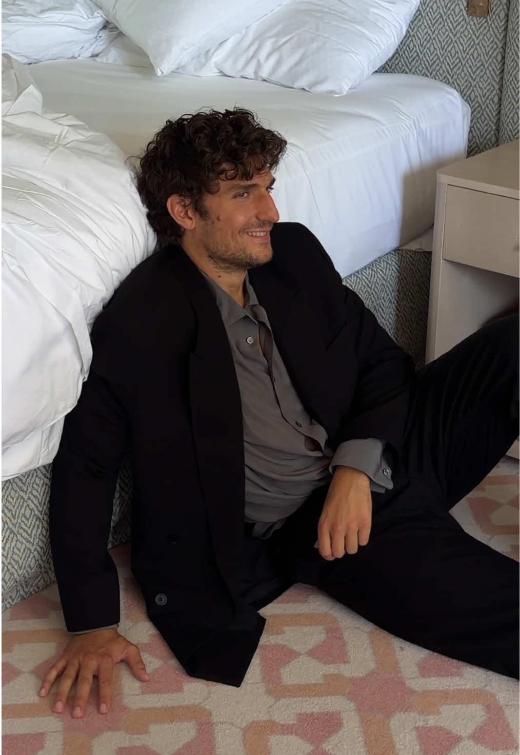 Louis Garrel gets ready in Dior for the premiere of Succedera questa notte in Venice