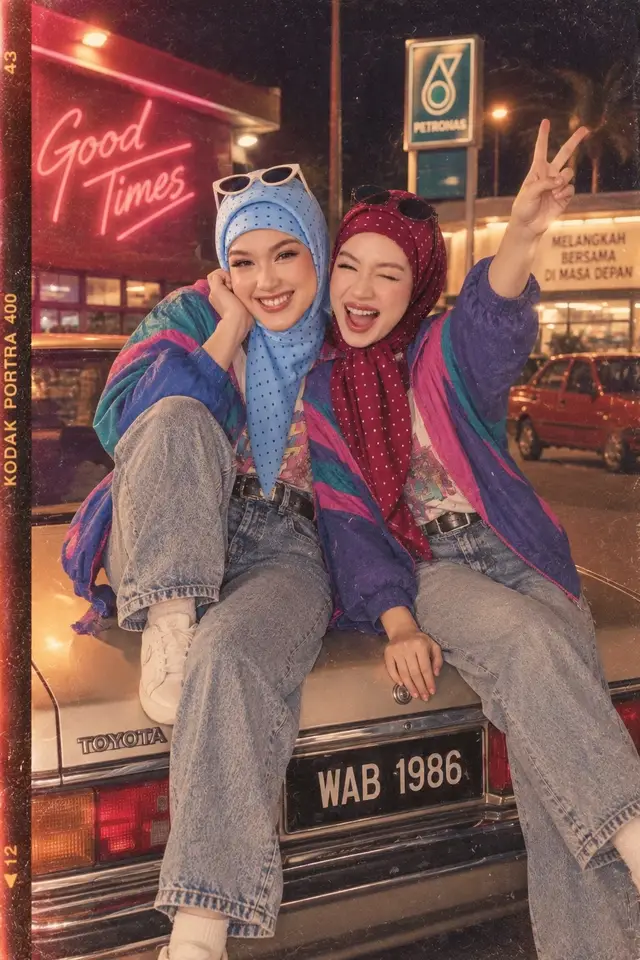Bringing back the ’80s with Dottie 3.0 🤪  #hanamihijabs #dottiehanami #bawalpolkadot 