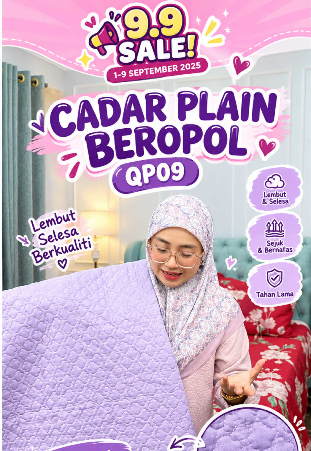 salah satu warna hotselling untuk cadar beropol 😍 cantik sangattt✨ #cadarzandda #cadartakpayahkemas #cadarsenangpasang #cadarpatchwork #cadarmurah 