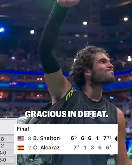 #CarlosAlcaraz was all smiles after losing a five-setter against #BenShelton. The previous defending champion was sidelined four months this year due to a wrist injury and came back at the #USOpen, going all the way to the quarterfinals 👏 #USOpen #espnsocial 