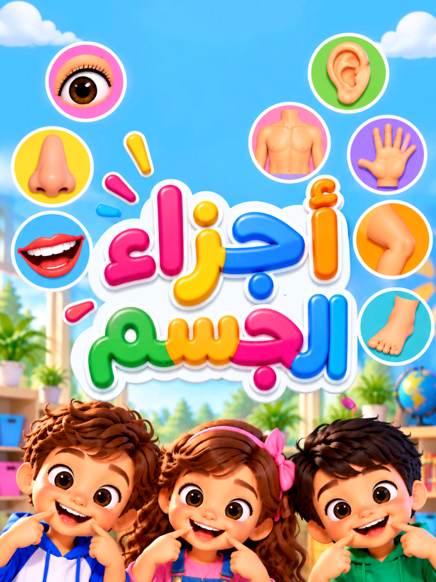 🎵 أغنية أجزاء الجسم | Body Parts Song رأس، عين، أذن، أنف، فم، كتف، يد، رجل، ركبة، قدم 🧒 أغنية تعليمية ممتعة تساعد الأطفال على تعلّم أسماء أجزاء الجسم باللغة العربية، ثم استخدامها بطريقة بسيطة هذا رأسي، هذه عيني، هذه يدي، هذه قدمي. A fun Arabic educational song that helps children learn body parts through simple vocabulary and repetition. © 2026 Arabicwithdina. All Rights Reserved. يُمنع تحميل أو نسخ أو إعادة نشر المحتوى كليًا أو جزئيًا دون إذن. #أجزاء_الجسم #تعليم_العربية #العربية_للأطفال #أغاني_تعليمية #arabicwithdina 
