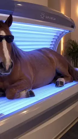 Das Pferd unter der Sonnenbank. Bist du braun kriegst du Frauen. Der Gaul unter der Sonne. #witzig #horse #memes #fyp #solarium 