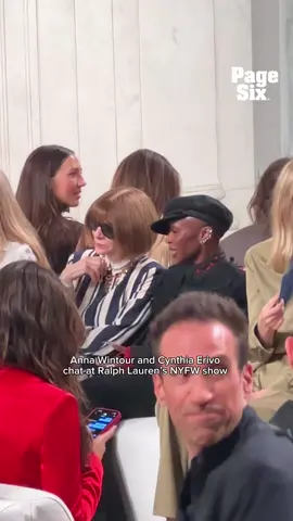 Dying to know what Anna Wintour and Cynthia Erivo were gossiping about at the 2026 Ralph Lauren NYFW show 👀☕️