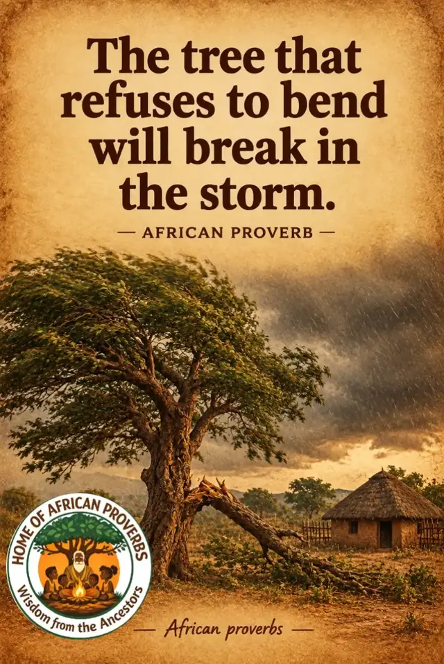 The tree that refuses to bend will break in the storm” means a person who refuses to adapt, compromise, or accept change may eventually be destroyed by difficult circumstances. #proverbs  #AfricanWisdom  #LifeLessons  #AfricanProverbs  @African proverbs 🌎 