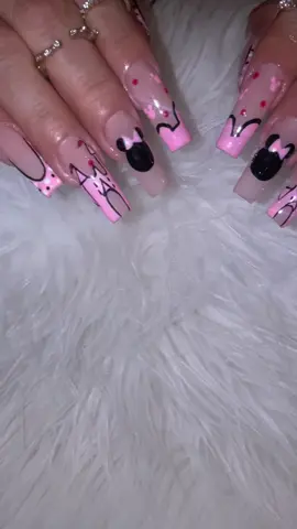 Long square Minnie 💅 #nailsalon #nailsartvideos #nails💅 #uñas #ignails 