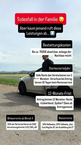 Was viele nach einem Todesfall nicht wissen: Es gibt finanzielle Ansprüche, die schnell mehrere Tausend Euro ausmachen können. 🕊️ Bestattungskosten, Sterbevierteljahr, Witwen-/Witwerrente oder Waisenrente – entscheidend ist oft, welche Fristen gelten und was aktiv beantragt werden muss. Speicher dir das Reel ab oder schick es jemandem, der diese Infos gerade brauchen könnte. ❤️