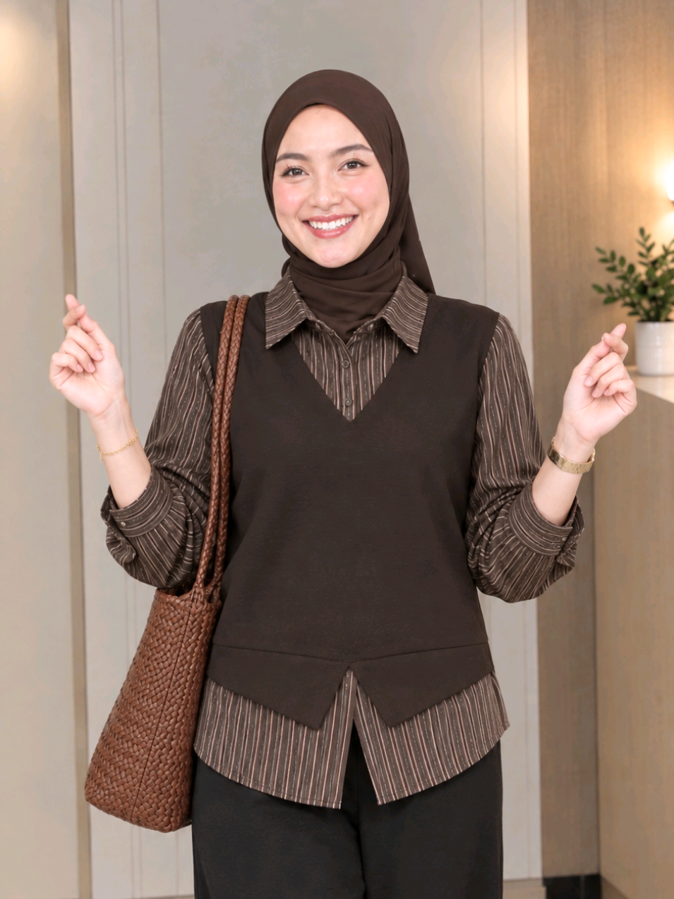 Fad Fad Atasan Office Wanita Lengan Panjang Model Lapis Rompi Gaya Casual Elegan #fadfad#atasankekinian #atasankekinian #atasanwanita #ootdideas 