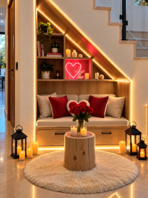 Wait for the final result… 😱❤️✨ This empty space under the stairs turned into a DREAM romantic nook! 🏠 Watch every detail come together step by step. Would you want this in your home? Rate it 1–10 👇 #RoomTransformation #UnderStairs #InteriorDesign #SmallSpaceIdeas #HomeMakeover #BeforeAndAfter #Satisfying #SpaceMorph
