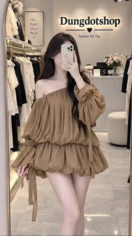 Jum liền trễ vai tay dài xinh sẻo#xuhuong #thoitrangnu #thinhhanh 