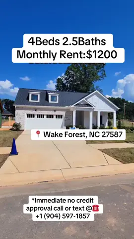 🏡🔥 SPACIOUS 4-BEDROOM HOME FOR RENT IN WAKE FOREST, NC! 🔥🏡 ✨ 4 Beds | 2.5 Baths | $1,200/Month | $1,200 Deposit ✨ Looking for a spacious and comfortable place to call home? 🏠🔑 This single-family home in Wake Forest, NC offers plenty of room for you and your family — and ALL UTILITIES ARE INCLUDED IN THE RENT! 💡💧🔥 💰 Rent: $1,200/month 🔐 Deposit: $1,200 🛏️ 4 Bedrooms 🛁 2.5 Bathrooms 🏡 Single-Family Home ⚡ All Utilities Included 📍 Wake Forest, NC If you’re searching for a new home with more space and the convenience of having utilities included, this could be the opportunity you’ve been waiting for! 🙌✨ 📲 Want more information or ready to schedule a tour? ☎️ Call/Text: +1 (904) 597-1857 🚨 Don’t wait too long — reach out today for more details and to schedule your property tour! 🏡🔑 #houseforrent #wakeforest #NorthCarolina #forrent #realEstate 