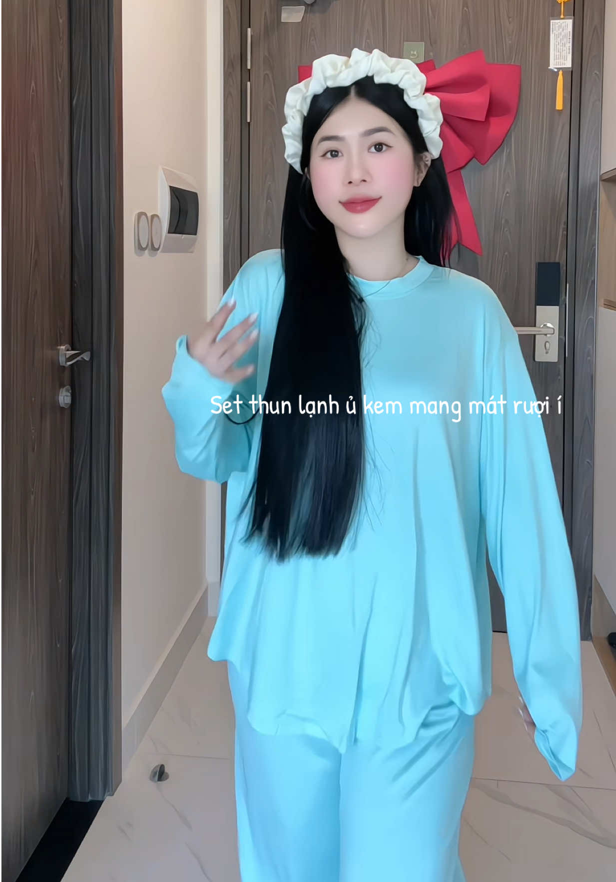 Mát lắmmm mặc dù đồ tay dài nhưng rất mát ó 🩵🌟#benhoreview #setthunlanh #dobomacnha 