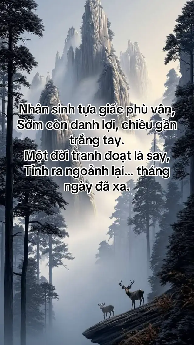 Nhân sinh tựa giấc phù vân, Sớm còn danh lợi, chiều gần trắng tay. Một đời tranh đoạt là say, Tỉnh ra ngoảnh lại… tháng ngày đã xa. #buon_tam_trang #tinhngogiuadoi #nhansinh #phatphapnhiemmau #trietly 