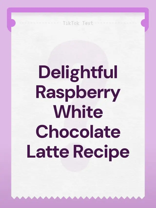 I like putting whipped cream on top of my latte  1 tbsp white chocolate sauce or syrup  1 tbsp raspberry syrup  6 to 8 oz of steamed milk (dairy or plant-based)  1 shot of espresso or (1/2 cup strong brewed coffee) If you have an espresso machine,  prepare 1 shot of espresso. Or brew a 1/2 cup of strong coffee using your coffee pot.  Pour 6 to 8 oz of milk into the milk frother or steamer. Heat and froth the milk until it reaches the desired temperature. It should be hot and frothy.  Combine 1 tablespoon of raspberry syrup and 1 tablespoon of white chocolate sauce or syrup in your serving mug. Once the espresso shot or coffee is ready, pour into the mug with the raspberry white chocolate flavoring.  Carefully pour the hot steamed milk into the mug over the espresso and flavoring. Use a spoon to stir the espresso, raspberry white chocolate flavoring, and steamed milk until well mixed.  Enjoy 😁