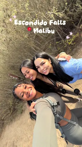 Perfect hiking day with my besties 🫶🏼💗 -parking fee $12  - 3.6 miles  #waterfallhike #malibu #Hiking #hikingadventures #views 