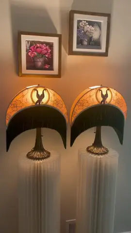 A bespoke pair, created to belong together. ✨ These half-moon lampshades were handcrafted as a custom commission, combining delicate floral embroidery, rich dark fringe, and an elegant Victorian-inspired silhouette. At the center of each shade, an embroidered pair of peacocks adds a beautiful layer of symbolism. In Chinese culture, peacocks are associated with beauty, prosperity, dignity, and good fortune, while a pair can represent harmony, devotion, and lasting love. When illuminated, the embroidery comes to life, revealing a warm and completely different character — one of the most magical qualities of Victorian-style lampshades. Made by hand, one detail at a time. Custom commissions available at LampshadesBySissi.com. #VictorianLampshade #BespokeLighting #CustomLampshade #LuxuryInteriors #LampshadesBySissi