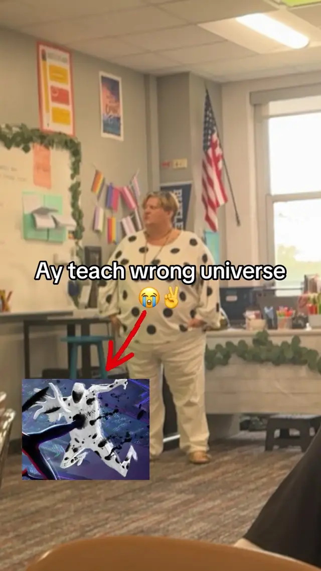 My Teacher Is in the Wrong Universe It was a completely normal Tuesday morning. Everyone was sitting in class, waiting for the lesson to start, when I noticed something strange about my teacher. They were wearing a white outfit covered in black spots. I looked at my friend. “Does my teacher remind you of anyone?” My friend looked at the teacher and immediately whispered: “The Spot.” Before we could laugh, the classroom lights began flickering. The projector turned on by itself. The screen went completely black, and then a message appeared: MULTIVERSE ERROR: PERSON IN WRONG UNIVERSE. Everyone stopped talking. My teacher stared at the screen. “What does that mean?” Suddenly, a giant portal opened in the middle of the classroom. WHOOSH! Papers flew everywhere, chairs moved across the floor, and then someone came swinging through the portal. It was Spider-Man. He landed on the teacher’s desk and looked around. “Okay… this isn’t New York.” Then he noticed my teacher. His eyes widened. “Oh no.” My teacher looked confused. “What?” Spider-Man pointed at them. “You’re supposed to be with me!” The entire class went silent. “With you?” my teacher asked. “Yeah!” Spider-Man said. “You’re in the wrong universe!” Apparently, the multiverse had accidentally sent my teacher to our world. In Spider-Man’s universe, my teacher wasn’t supposed to be standing in a classroom teaching students. They were supposed to be fighting villains, traveling through portals, and helping Spider-Man save the city. Spider-Man looked at the black spots on my teacher’s outfit. “And honestly, the outfit should’ve been the first clue.” Everyone started laughing. My teacher crossed their arms. “So you’re telling me I’m supposed to be some kind of superhero?” Spider-Man nodded. “Exactly.” “Then why am I here?” Spider-Man pointed around the classroom. “Because the multiverse messed up.” Suddenly, another portal opened. A voice echoed through the room: “RETURN THE TEACHER TO THE SPIDER-VERSE.” My teacher looked at Spider-Man. “What happens if I don’t go?” Spider-Man sighed. “The universes could start mixing together.” Suddenly, black spots began appearing on the walls. A desk disappeared. Someone’s backpack turned invisible. Then the classroom door opened, and a random Spider-Man walked in wearing a cowboy hat. “Howdy.” Everyone stared. Cowboy Spider-Man looked around. “Wrong universe.” He walked back through the door. Spider-Man looked at my teacher. “We need you.” My teacher looked at the class. Then they looked at Spider-Man. “I can’t leave. I have students.” Spider-Man smiled. “That might be the most heroic thing you’ve said.” The portal started getting smaller. Spider-Man held out his hand. “Come on. Your universe is waiting.” My teacher thought for a moment. Then they shook their head. “No. I think I’m exactly where I’m supposed to be.” The portal suddenly disappeared. Everything went back to normal. Spider-Man stared at my teacher. “Wait… you just overruled the multiverse?” My teacher nodded. “Apparently.” Spider-Man smiled. “That’s actually pretty cool.” He shot a web at the ceiling. “See you around!” And he swung away through the window. Everyone stared in silence. Finally, one student raised their hand. “So… do we still have homework?” My teacher turned around. “Of course.” Everyone groaned. I looked out the window and saw Spider-Man swinging away. He yelled back: “I’M SORRY! I TRIED!” And that’s when we finally understood the truth: My teacher wasn’t supposed to be in our universe. They were supposed to be with Spider-Man. But apparently, even the Spider-Verse couldn’t stop them from giving us homework. 😂