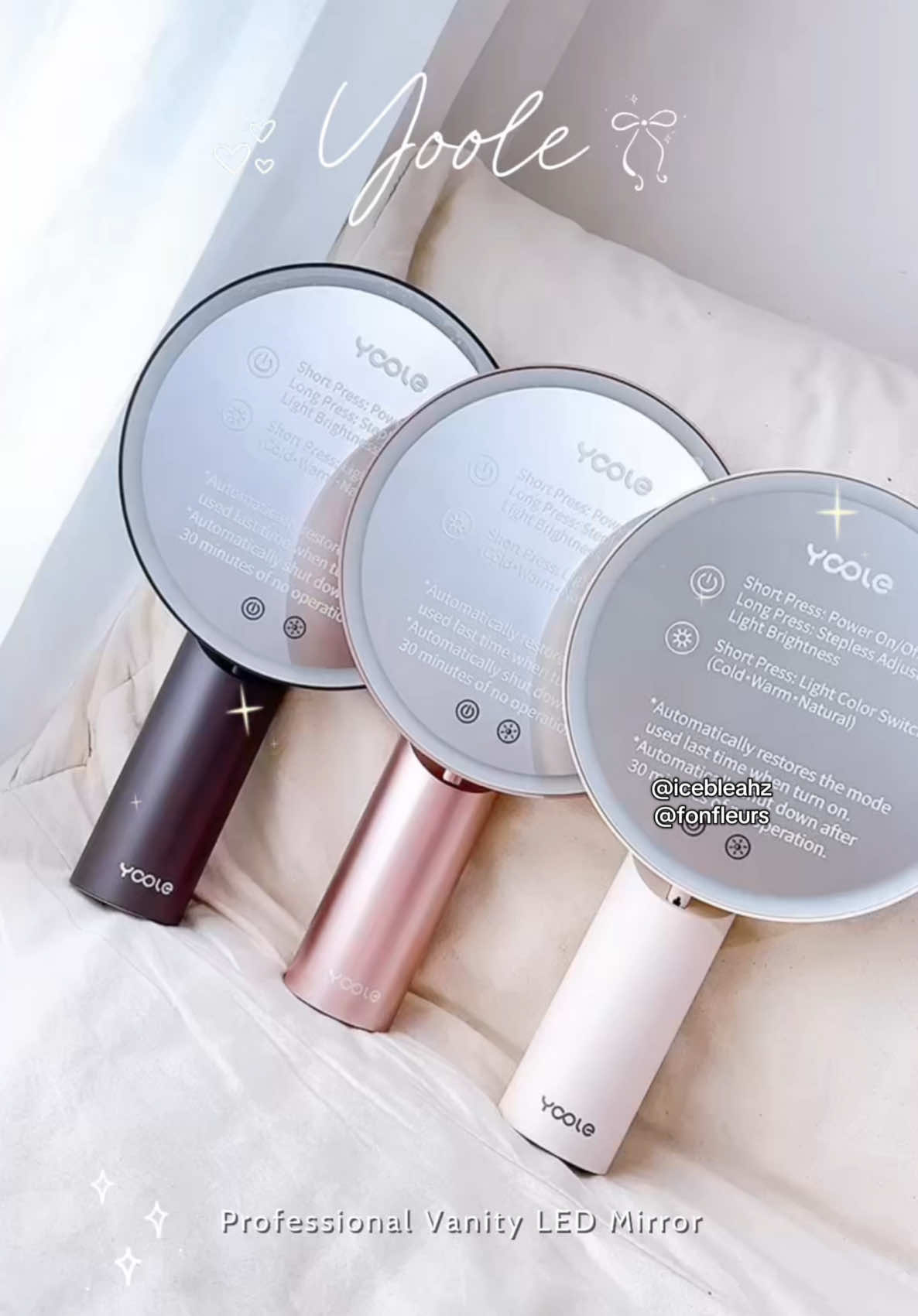 Yoole SG Professional HD Vanity Make Up LED Mirror (Space Grey/Silver Pink/Baby Pink) Long lasting battery life, Touch Screen, 3 Lighting Modes, Smart Auto Memory, Battery 2,000mAh, Type C Charging, True Skin Tone, Adjustable brightness @YOOLE SG #yoole #yoolesg #yoolemirror #makeupmirror #createtowin @TikTok Shop Singapore 