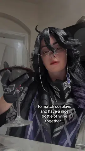 Yes I opened one of my $60+ bottles of wine for this, who wants to drink the next one with me? 🍷🖤 #pantalone #pantalonecosplay #genshin #GenshinImpact #cosplay 