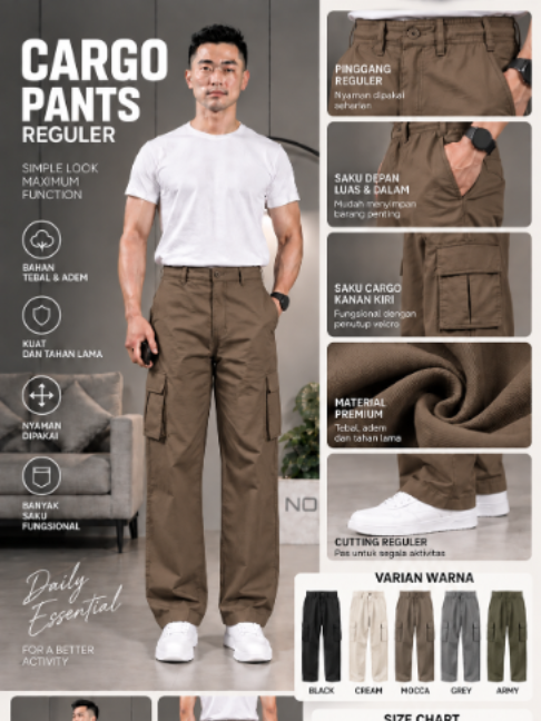 Cargo Pants Relaxed Reguller Fit Bahan Cotton Canvas Non Streach #fypシ #pekalongan24jam #racuntiktokshop #rekomendasioutfi #celanacargo