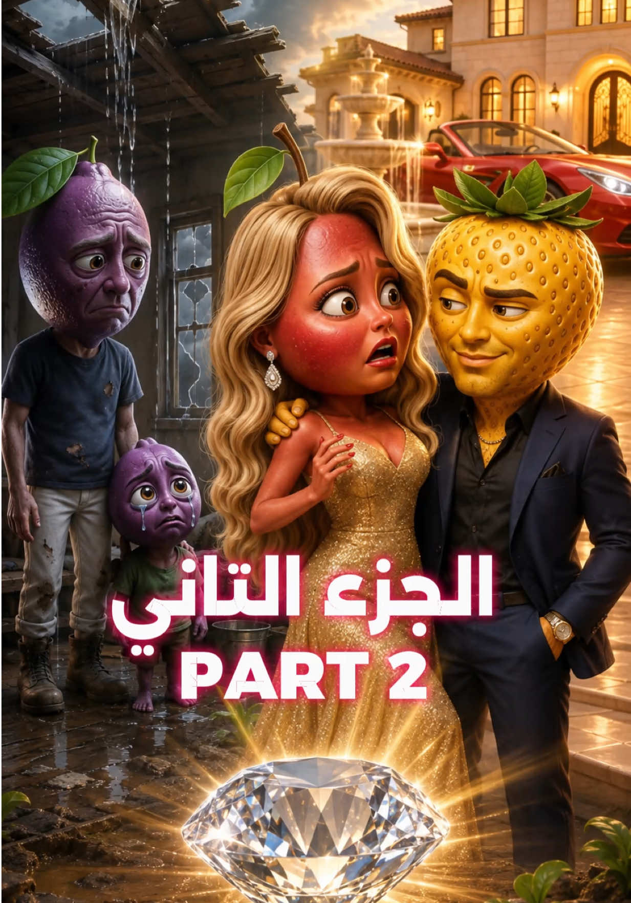 زوجته سابته عشان فقير بس صدمها😱💔الجزء الثاني#ai #fruits #كرتون 