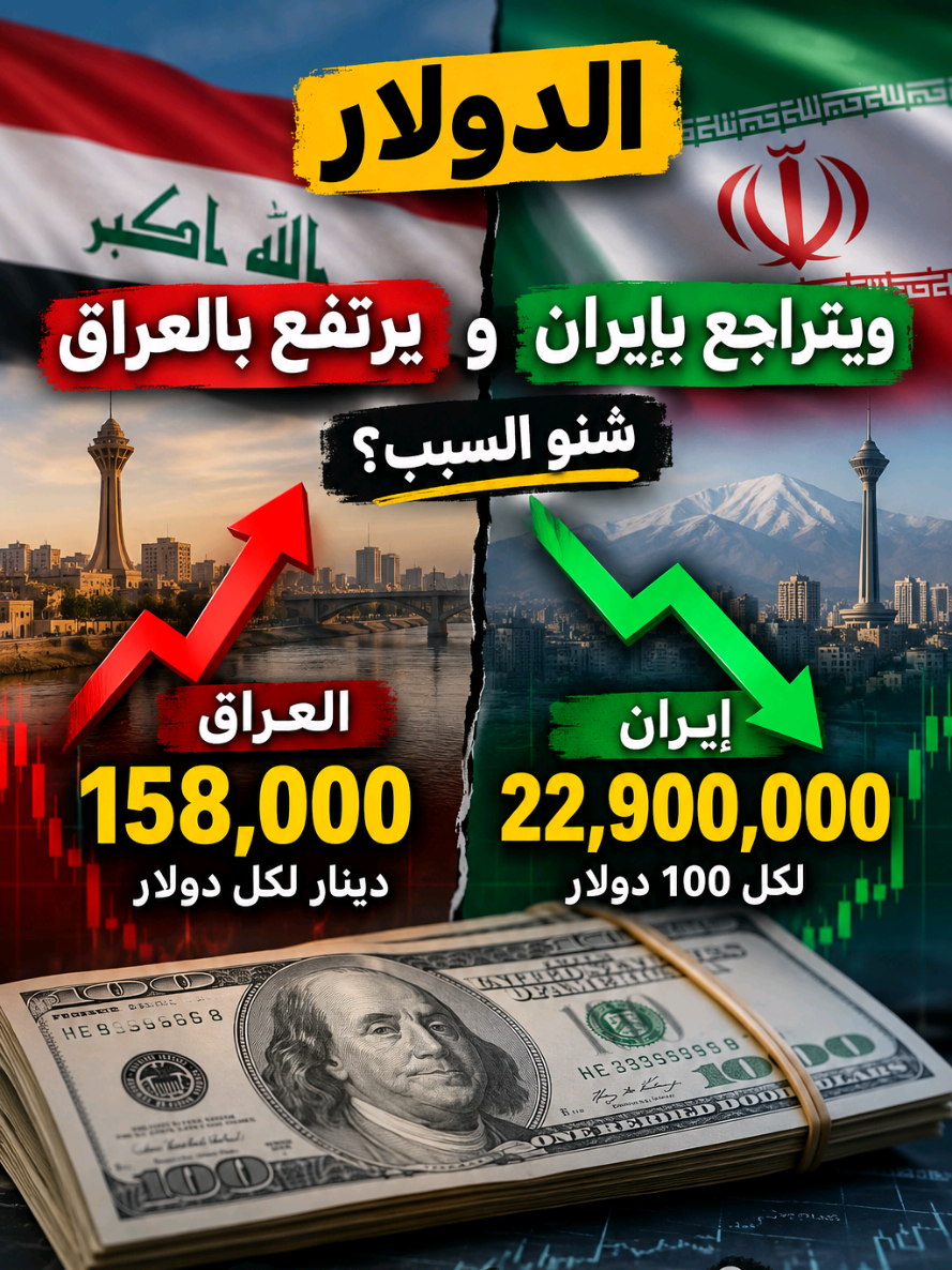 الدولار يرتفع بالعراق ويتراجع بإيران.. شنو السبب؟ 💵🇮🇶🇮🇷 مفارقة بأسواق الصرف.. الدولار يصعد في العراق، بينما يتراجع عن قمته الأخيرة في إيران. شنو اللي يحرك السعر بكل دولة؟ وهل أكو علاقة بين السوقين لو لكل سوق أسبابه الخاصة؟ برأيكم شنو السبب؟ 👇 #الدولار #العراق #ايران #ali_sumeroglu #creatorsearchinsights  @المستشار علي سومر اوغلو @المستشار علي سومر اوغلو @المستشار علي سومر اوغلو 