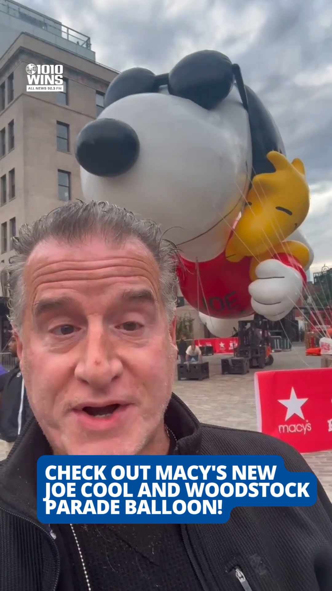 Macy's unveiled its new Joe Cool and Woodstock character balloon Wednesday for the 100th Macy's Thanksgiving Day Parade! The giant balloon was flying high above Gansevoort Plaza in the Meatpacking District, where it will be on display throughout the day. Joe Cool is one of Snoopy's alter egos in the 