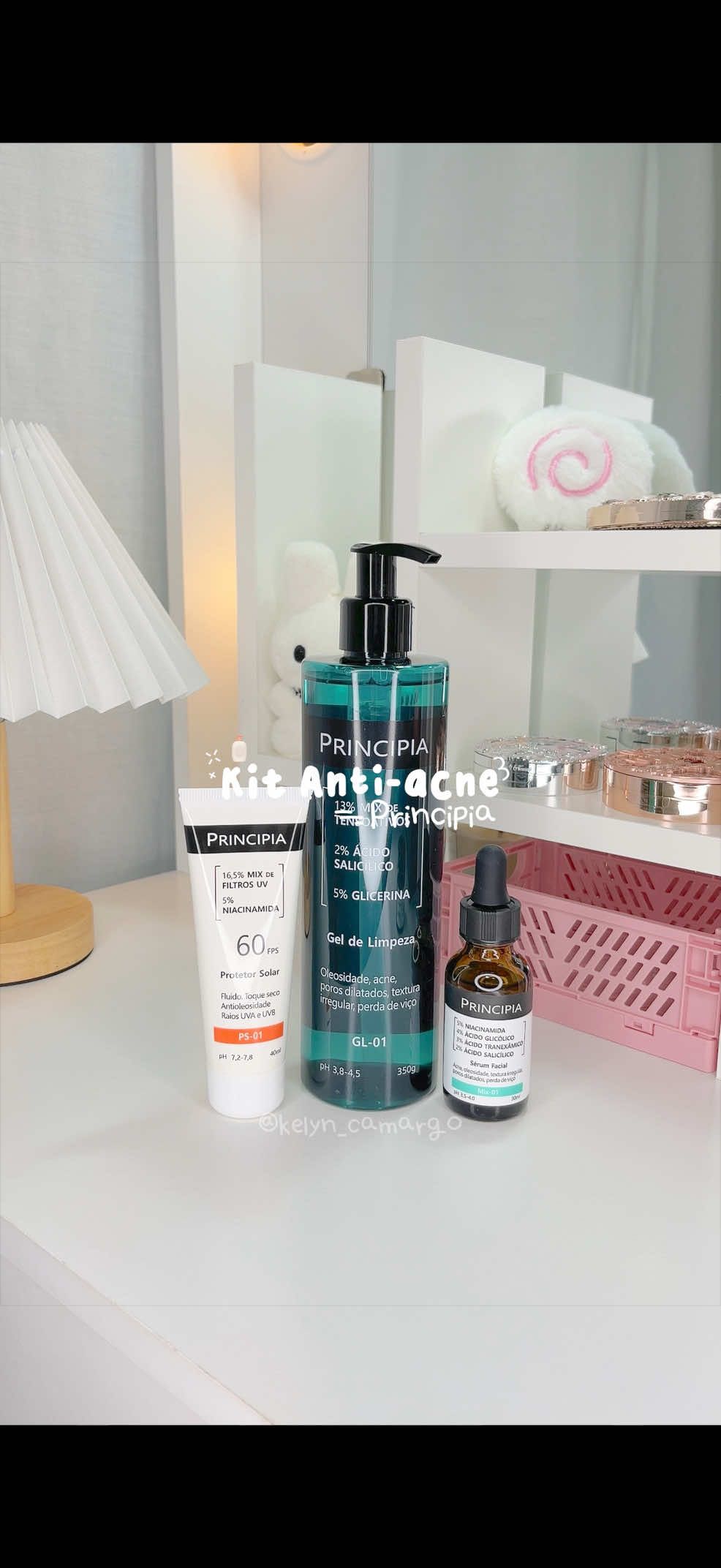 Kit completo para uma rotina de cuidados anti-acne: limpeza, tratamento, hidratação e proteção em um só kit! 🫧 #principia #skincare #autocuidado #cuidadoscomapele #produtosdebeleza 