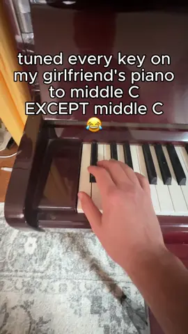 I wonder if she’ll notice…🤔 #piano #tuning #middlec #prank #humor 
