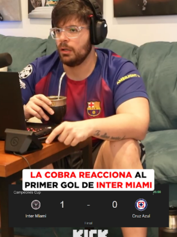 LA COBRA REACCIONA AL PRIMER GOL DEL INTER MIAMI AL CRUZ AZUL #argentina #kick #davooxeneize #bocajuniors #lacobraaa #intermiami #messi #cruzazul